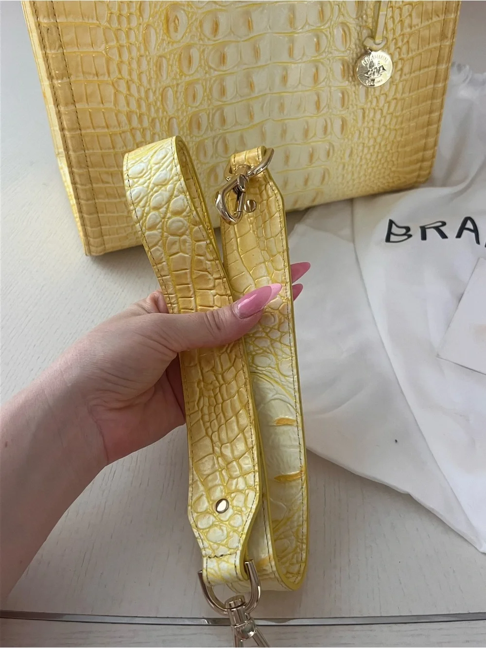 Brahmin Sunbeam Melbourne  Yellow Croc-Embossed Handbag